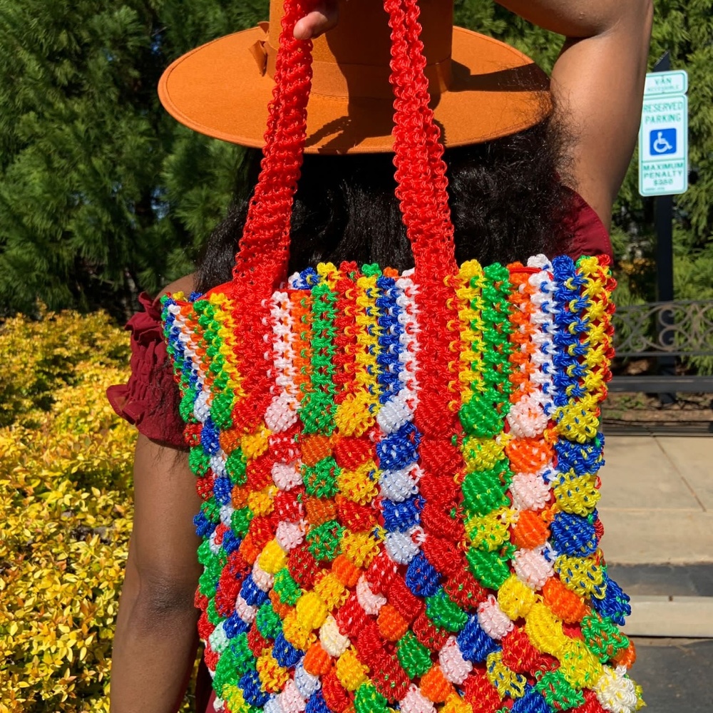 Casual women’s everyday handmade threaded bag